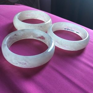 3 white bracelet bangles